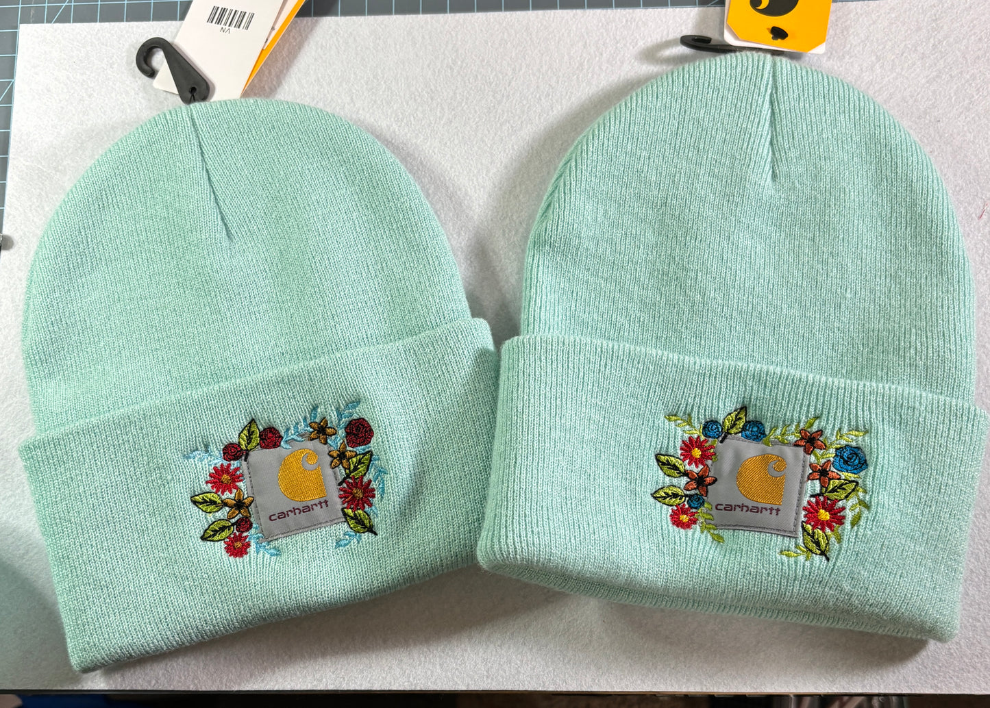 Cute floral border on Carhart beanie